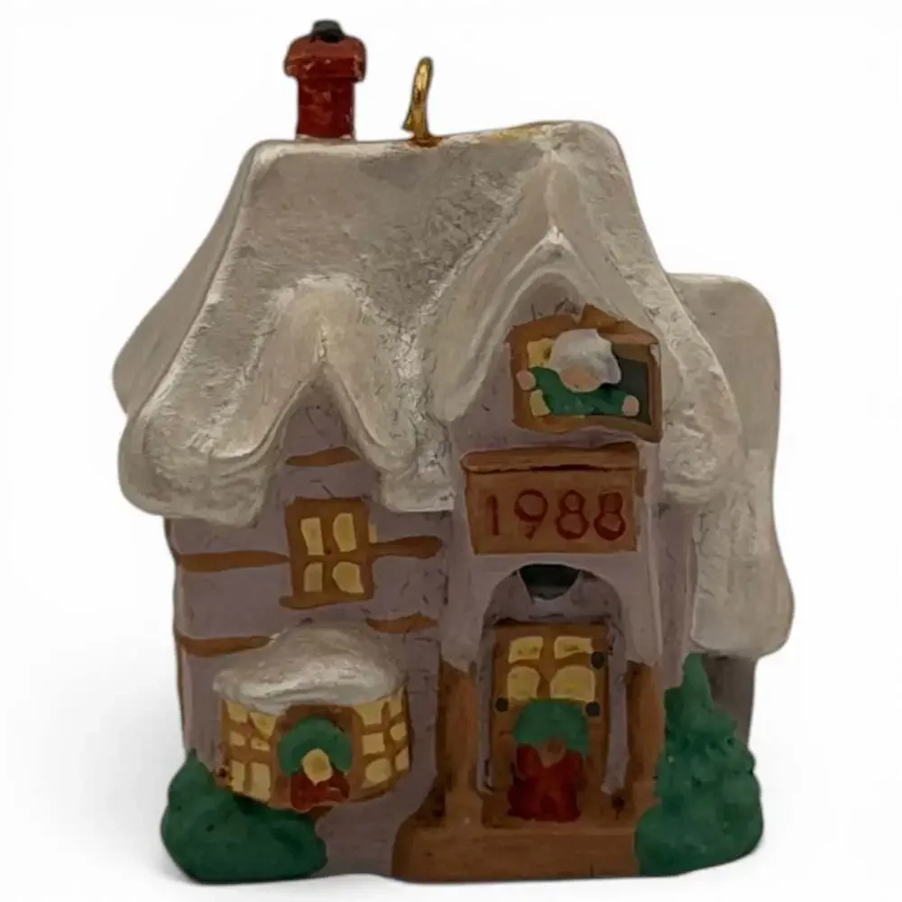 Vintage 1988 Hallmark Old English Village First Family Home Miniature Ornament